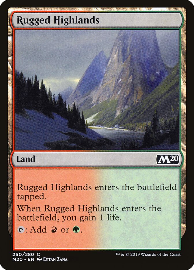 This Is An Image Of The Magic The Gathering Card Rugged Highlands From The Set Tarkir: Dragonstorm - Designed By Artist Carlos Palma Cruchaga
