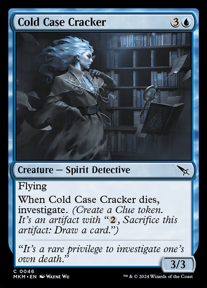 This Is An Image Of The Magic The Gathering Card Cold Case Cracker From The Set Murders at Karlov Manor - Designed By Artist Wayne Wu