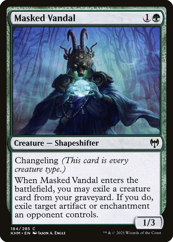 This Is An Image Of The Magic The Gathering Card Masked Vandal From The Set Kaldheim - Designed By Artist Jason A. Engle