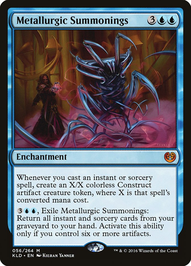 This Is An Image Of The Magic The Gathering Card Metallurgic Summonings From The Set Commander 2021 - Designed By Artist Kieran Yanner