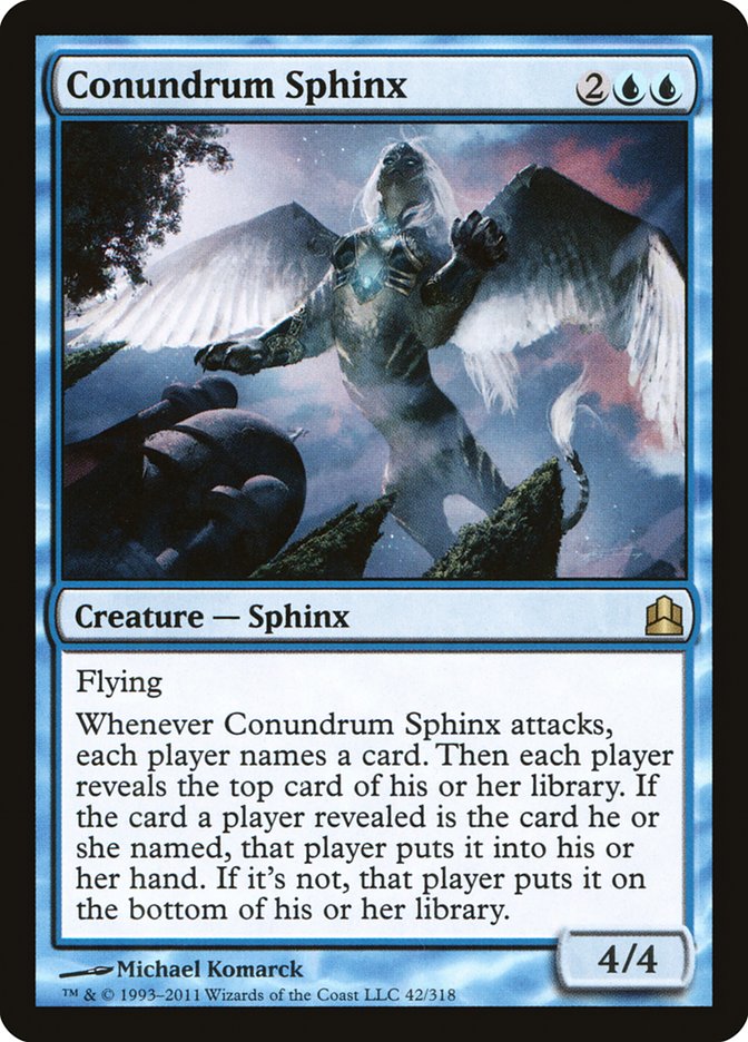 This Is An Image Of The Magic The Gathering Card Conundrum Sphinx From The Set Commander 2018 - Designed By Artist Michael Komarck