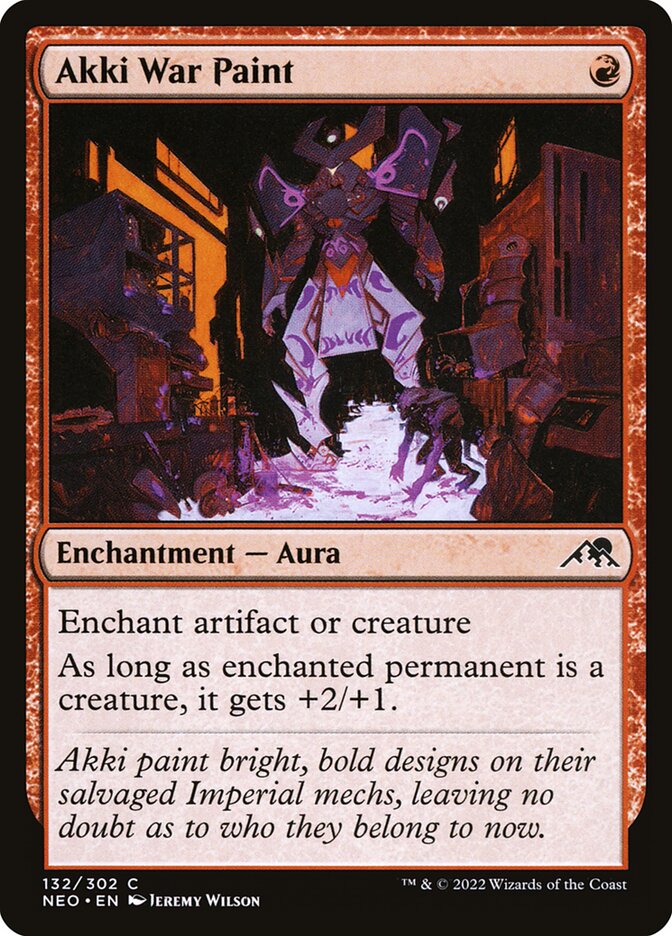 This Is An Image Of The Magic The Gathering Card Akki War Paint From The Set Kamigawa: Neon Dynasty - Designed By Artist Jeremy Wilson