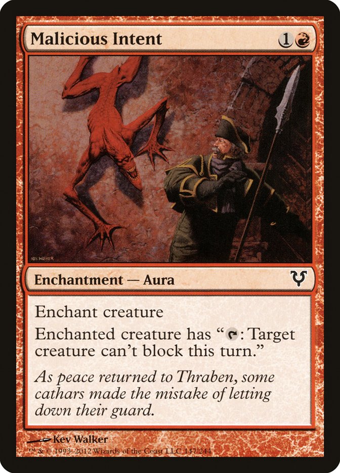 This Is An Image Of The Magic The Gathering Card Malicious Intent From The Set Avacyn Restored - Designed By Artist Kev Walker