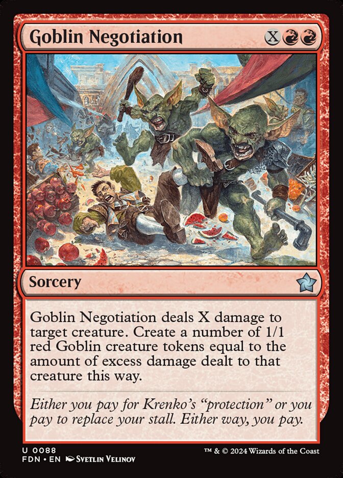 This Is An Image Of The Magic The Gathering Card Goblin Negotiation From The Set Foundations - Designed By Artist Svetlin Velinov
