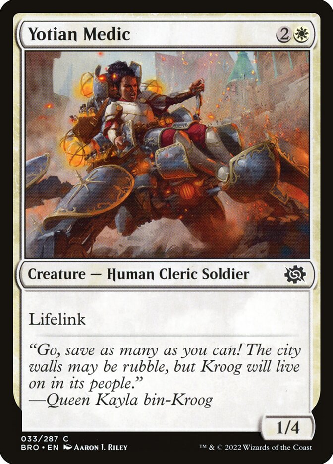 This Is An Image Of The Magic The Gathering Card Yotian Medic From The Set The Brothers' War - Designed By Artist Aaron J. Riley