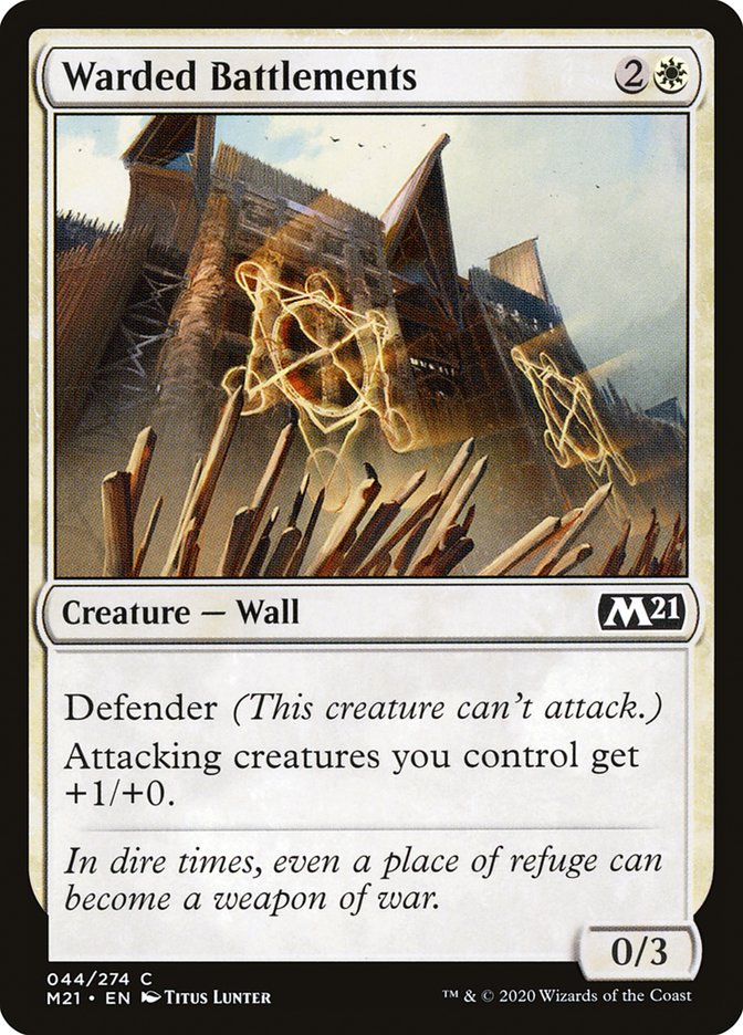 This Is An Image Of The Magic The Gathering Card Warded Battlements From The Set Core Set 2021 - Designed By Artist Titus Lunter