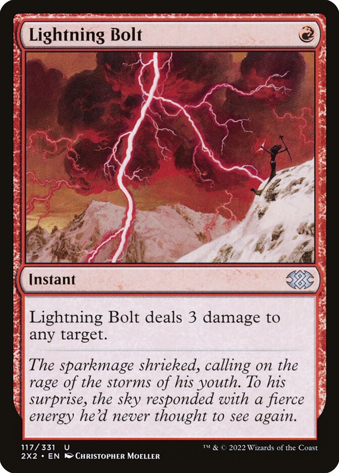 This Is An Image Of The Magic The Gathering Card Lightning Bolt From The Set Ravnica: Clue Edition - Designed By Artist Christopher Moeller