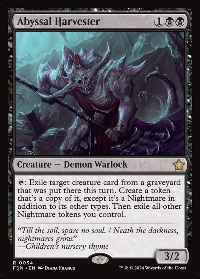 This Is An Image Of The Magic The Gathering Card Abyssal Harvester From The Set Foundations - Designed By Artist Diana Franco