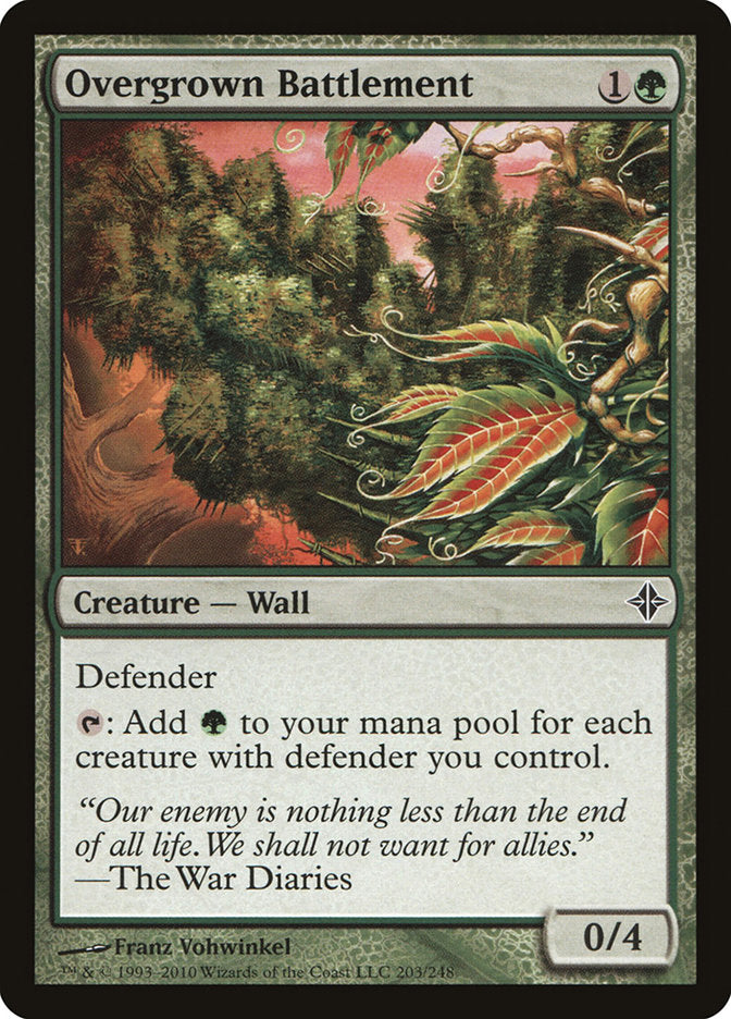 This Is An Image Of The Magic The Gathering Card Overgrown Battlement From The Set Tarkir: Dragonstorm Commander - Designed By Artist Franz Vohwinkel