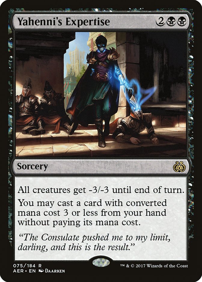 This Is An Image Of The Magic The Gathering Card Yahenni's Expertise From The Set Aether Revolt - Designed By Artist Daarken