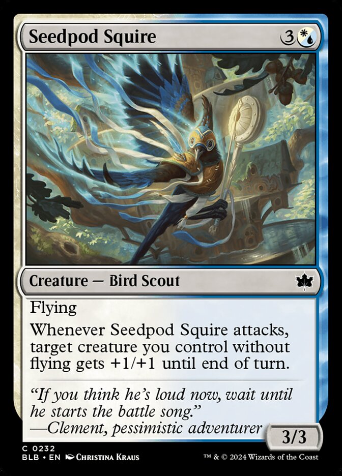 This Is An Image Of The Magic The Gathering Card Seedpod Squire From The Set Bloomburrow - Designed By Artist Christina Kraus