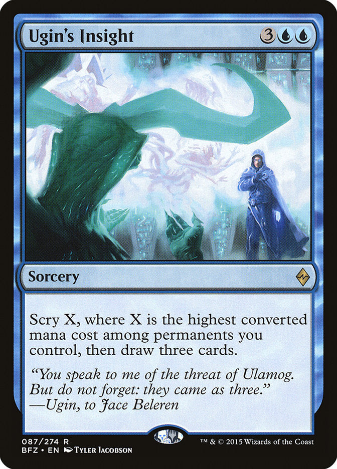 This Is An Image Of The Magic The Gathering Card Ugin's Insight From The Set Battle for Zendikar - Designed By Artist Tyler Jacobson