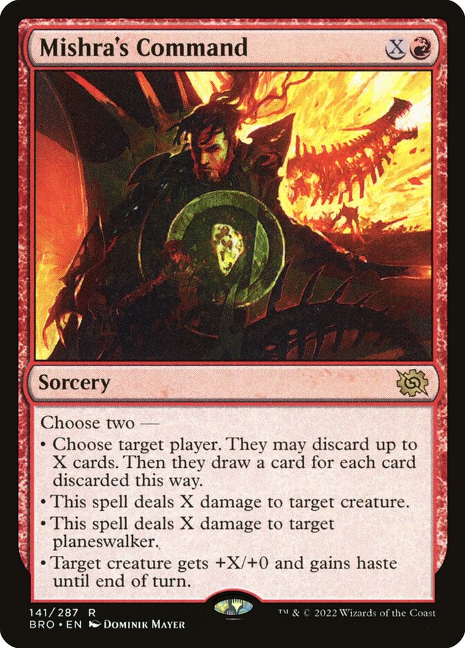 This Is An Image Of The Magic The Gathering Card Mishra's Command From The Set The Brothers' War - Designed By Artist Dominik Mayer