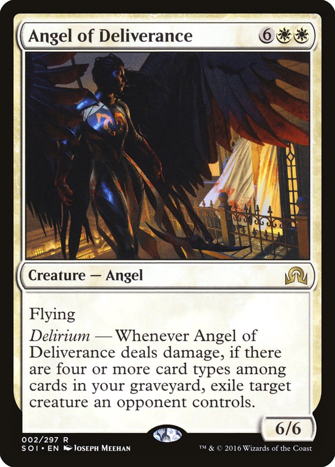This Is An Image Of The Magic The Gathering Card Angel of Deliverance From The Set Shadows over Innistrad - Designed By Artist Joseph Meehan