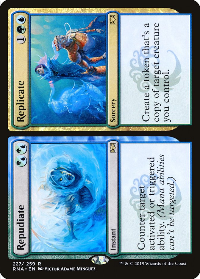 This Is An Image Of The Magic The Gathering Card Repudiate // Replicate From The Set Ravnica Remastered - Designed By Artist Victor Adame Minguez