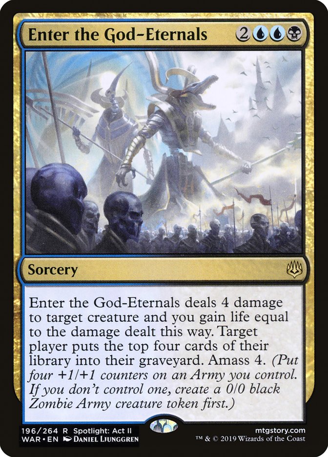 This Is An Image Of The Magic The Gathering Card Enter the God-Eternals From The Set War of the Spark - Designed By Artist Daniel Ljunggren