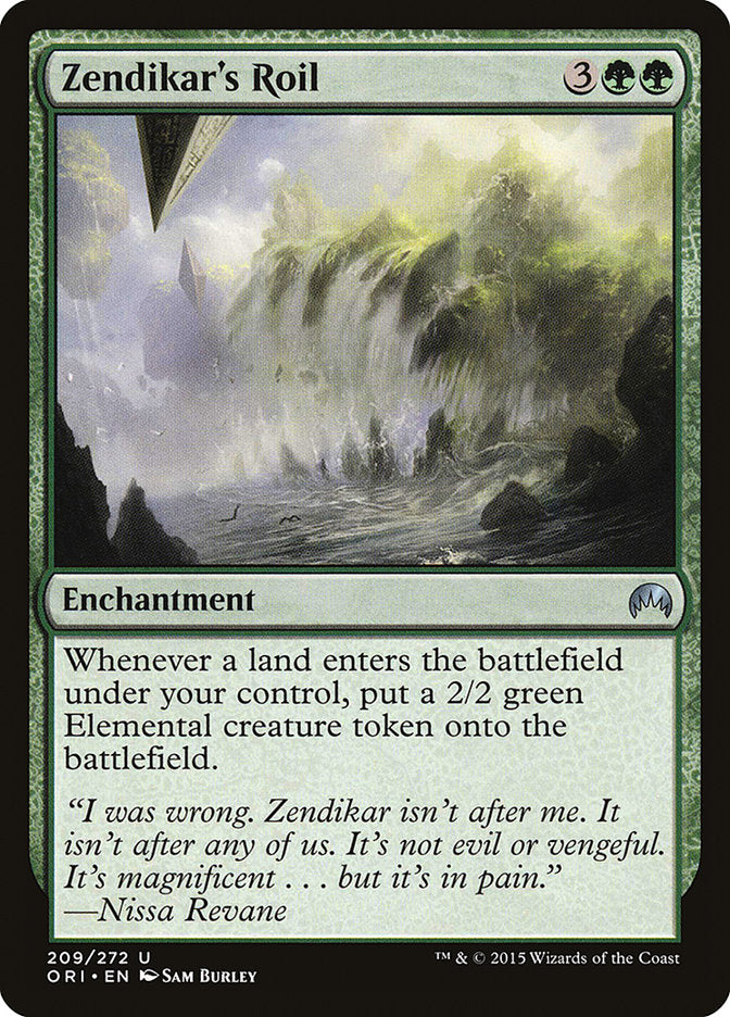 This Is An Image Of The Magic The Gathering Card Zendikar's Roil From The Set Zendikar Rising Commander - Designed By Artist Sam Burley