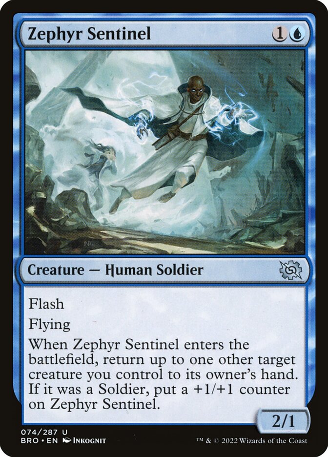 This Is An Image Of The Magic The Gathering Card Zephyr Sentinel From The Set The Brothers' War - Designed By Artist Inkognit