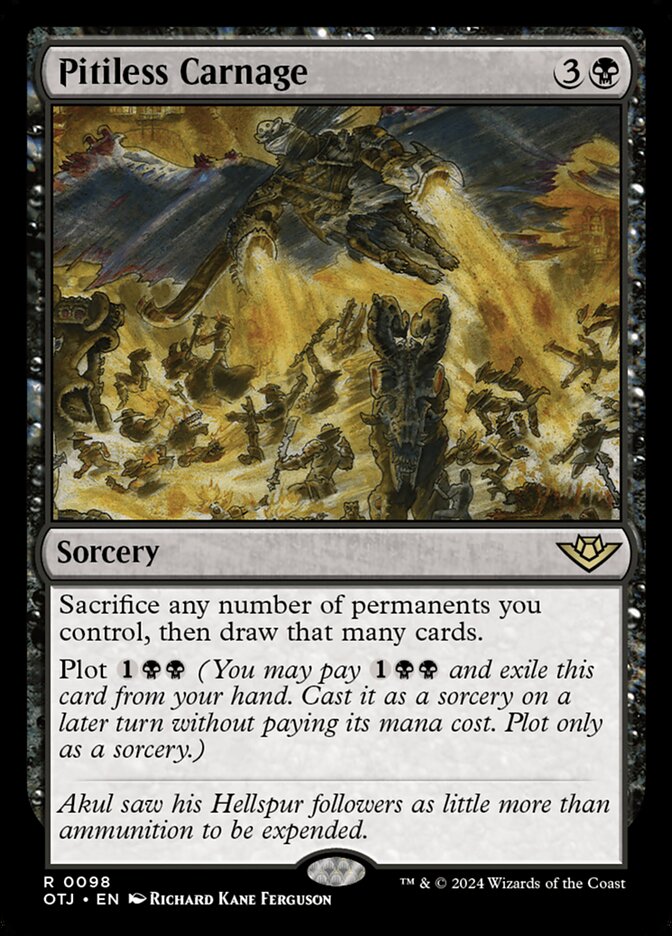 This Is An Image Of The Magic The Gathering Card Pitiless Carnage From The Set Outlaws of Thunder Junction - Designed By Artist Richard Kane Ferguson