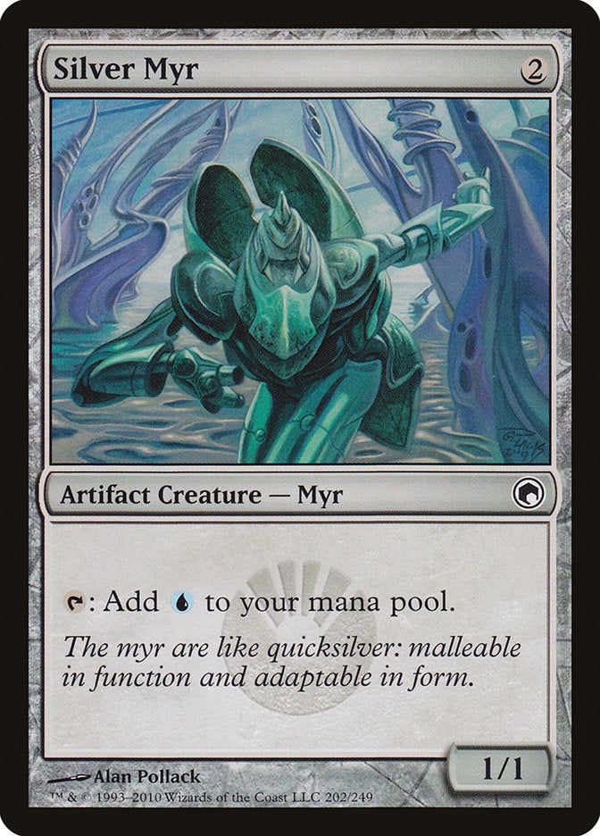This Is An Image Of The Magic The Gathering Card Silver Myr From The Set Neon Dynasty Commander - Designed By Artist Kev Walker