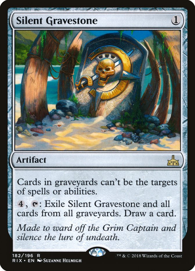This Is An Image Of The Magic The Gathering Card Silent Gravestone From The Set Rivals of Ixalan - Designed By Artist Suzanne Helmigh