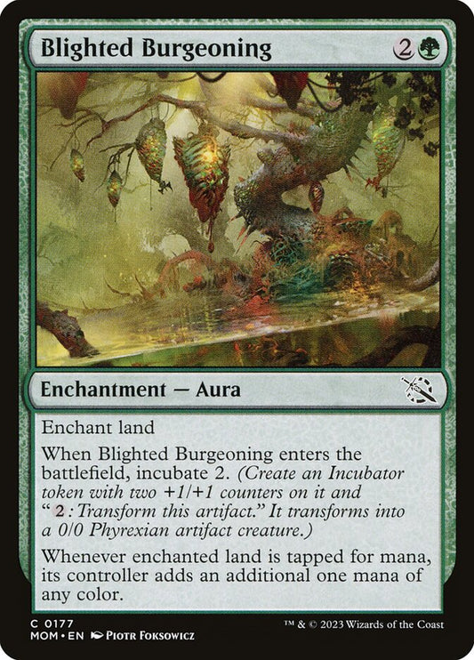 This Is An Image Of The Magic The Gathering Card Blighted Burgeoning From The Set March of the Machine - Designed By Artist Piotr Foksowicz
