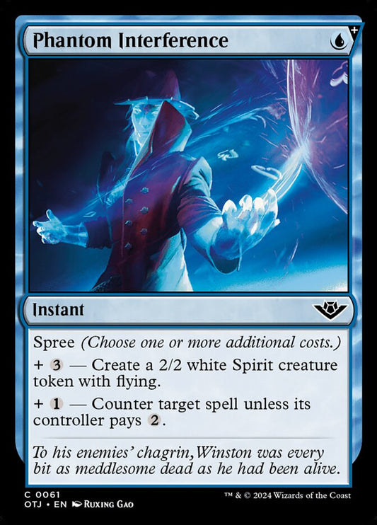 This Is An Image Of The Magic The Gathering Card Phantom Interference From The Set Outlaws of Thunder Junction - Designed By Artist Ruxing Gao