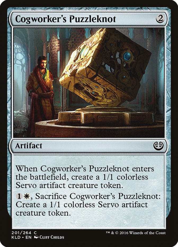 This Is An Image Of The Magic The Gathering Card Cogworker's Puzzleknot From The Set Kaladesh - Designed By Artist Cliff Childs