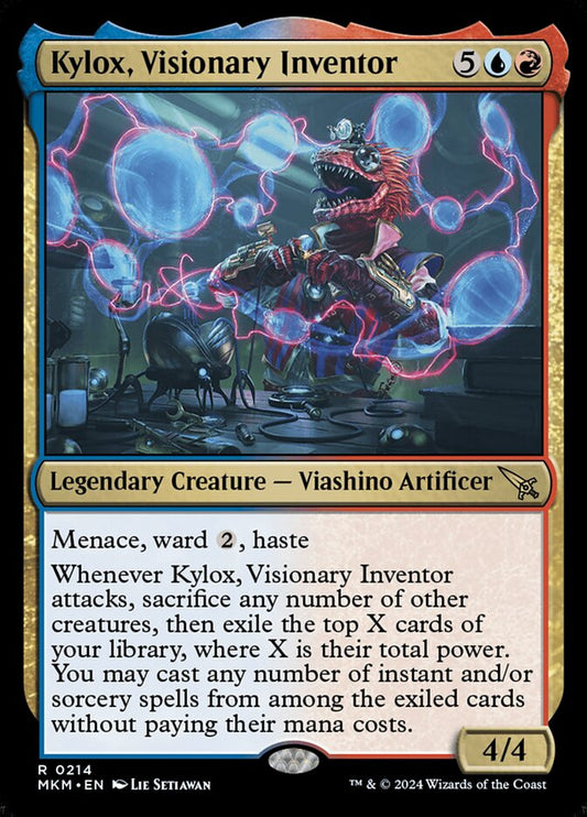 This Is An Image Of The Magic The Gathering Card Kylox, Visionary Inventor From The Set Murders at Karlov Manor - Designed By Artist Lie Setiawan