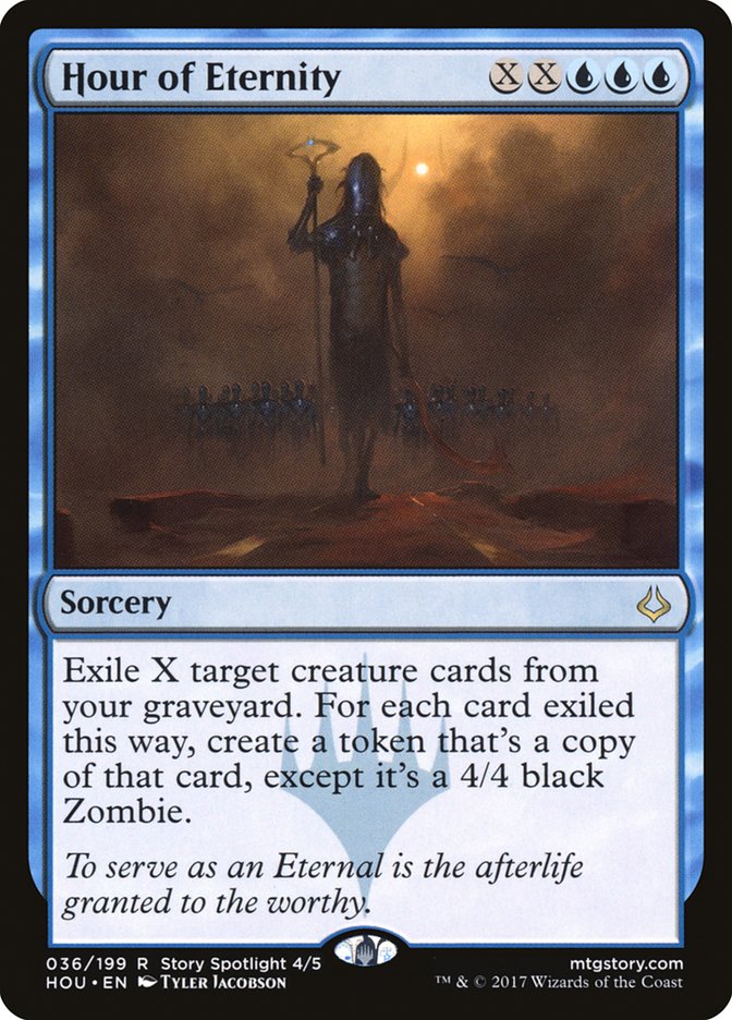 This Is An Image Of The Magic The Gathering Card Hour of Eternity From The Set Midnight Hunt Commander - Designed By Artist Tyler Jacobson