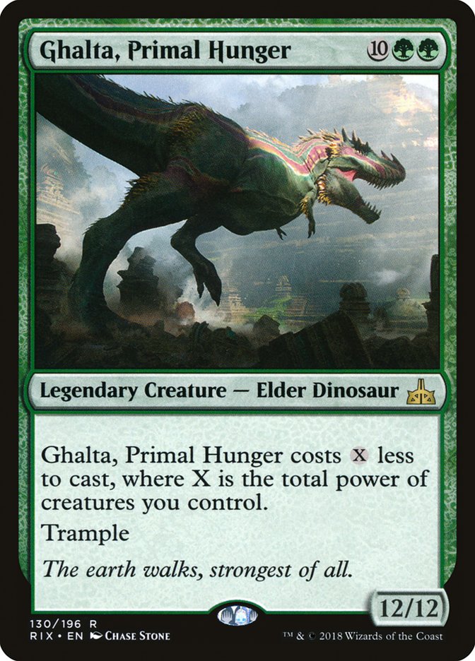 This Is An Image Of The Magic The Gathering Card Ghalta, Primal Hunger From The Set Foundations - Designed By Artist Chase Stone