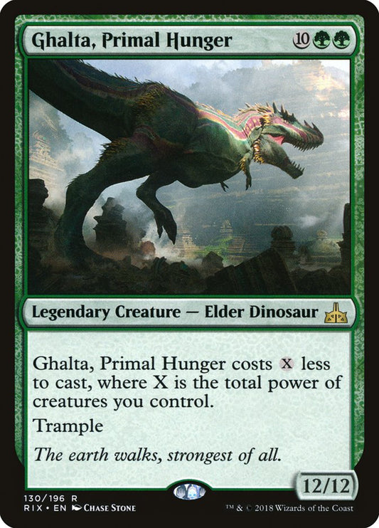 This Is An Image Of The Magic The Gathering Card Ghalta, Primal Hunger From The Set Foundations - Designed By Artist Chase Stone