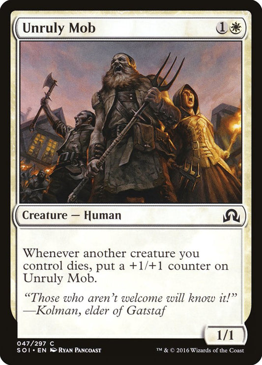 This Is An Image Of The Magic The Gathering Card Unruly Mob From The Set Innistrad: Midnight Hunt - Designed By Artist Ryan Pancoast