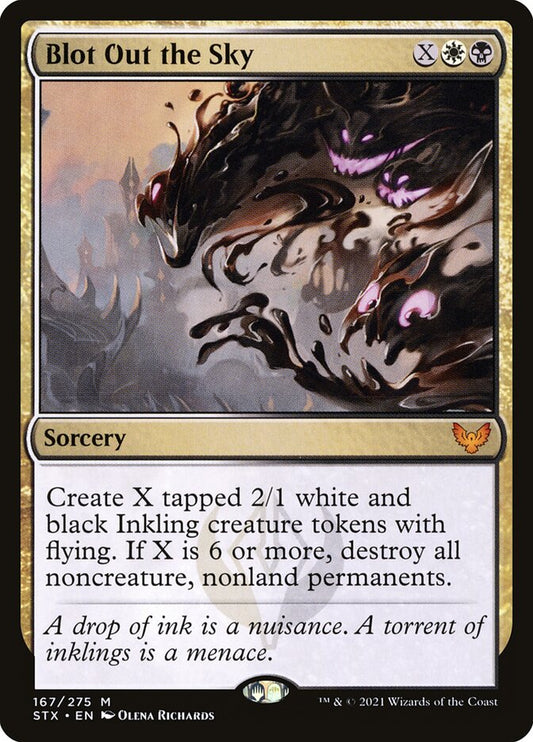 This Is An Image Of The Magic The Gathering Card Blot Out the Sky From The Set Strixhaven: School of Mages - Designed By Artist Olena Richards