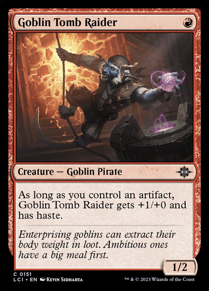 This Is An Image Of The Magic The Gathering Card Goblin Tomb Raider From The Set The Lost Caverns of Ixalan - Designed By Artist Kevin Sidharta