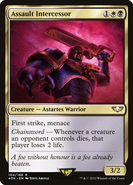 This Is An Image Of The Magic The Gathering Card Assault Intercessor From The Set Warhammer 40,000 Commander - Designed By Artist Steve Argyle