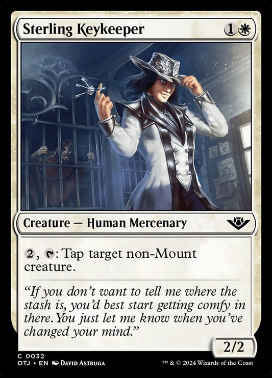 This Is An Image Of The Magic The Gathering Card Sterling Keykeeper From The Set Outlaws of Thunder Junction - Designed By Artist David Astruga