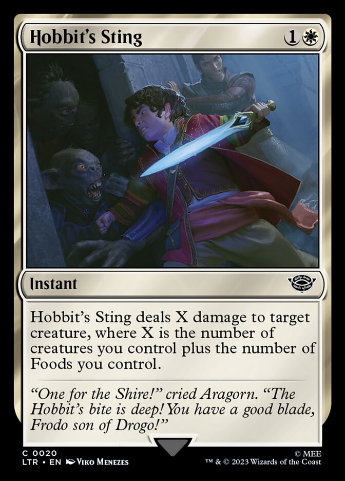 This Is An Image Of The Magic The Gathering Card Hobbit's Sting From The Set The Lord of the Rings: Tales of Middle-earth - Designed By Artist Viko Menezes