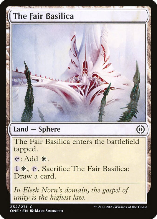 This Is An Image Of The Magic The Gathering Card The Fair Basilica From The Set Phyrexia: All Will Be One - Designed By Artist Marc Simonetti