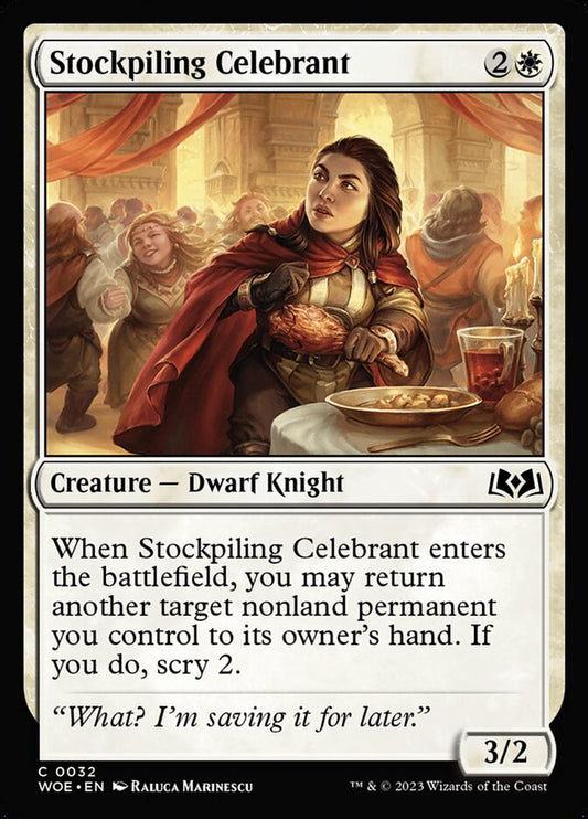 This Is An Image Of The Magic The Gathering Card Stockpiling Celebrant From The Set Wilds of Eldraine - Designed By Artist Raluca Marinescu