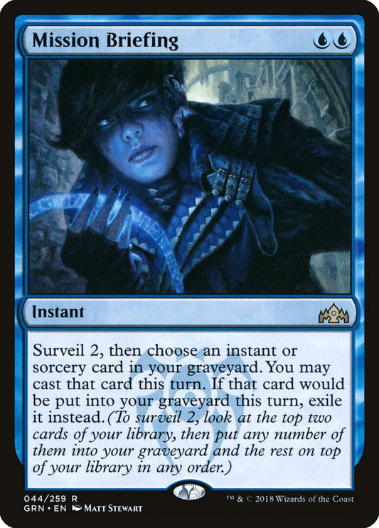 This Is An Image Of The Magic The Gathering Card Mission Briefing From The Set Murders at Karlov Manor Commander - Designed By Artist Matt Stewart
