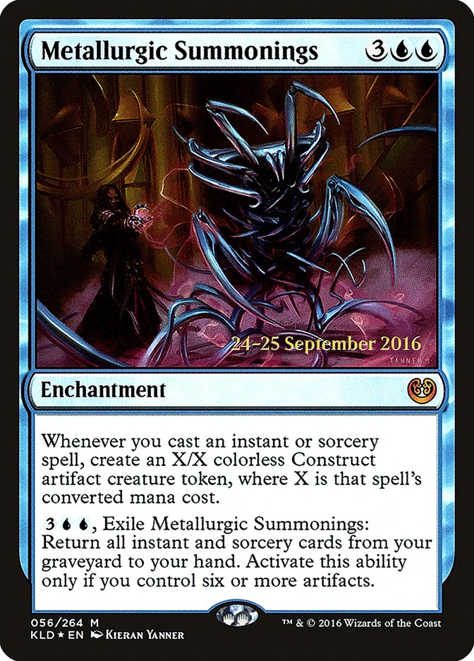 This Is An Image Of The Magic The Gathering Card Metallurgic Summonings From The Set Commander 2021 - Designed By Artist Kieran Yanner