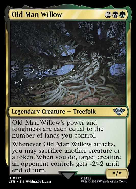 This Is An Image Of The Magic The Gathering Card Old Man Willow From The Set The Lord of the Rings: Tales of Middle-earth - Designed By Artist Miklós Ligeti