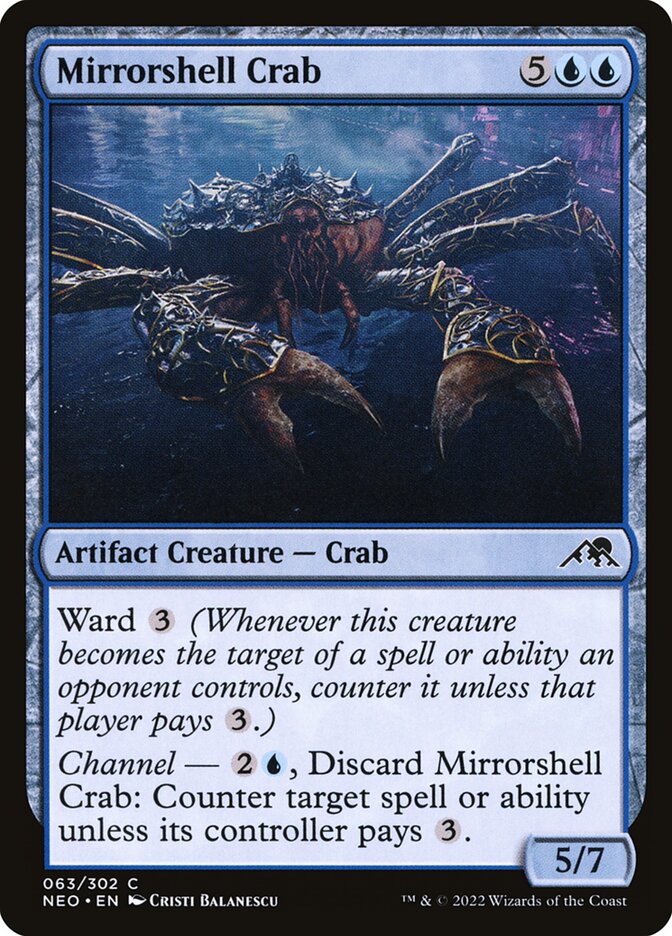 This Is An Image Of The Magic The Gathering Card Mirrorshell Crab From The Set Kamigawa: Neon Dynasty - Designed By Artist Cristi Balanescu