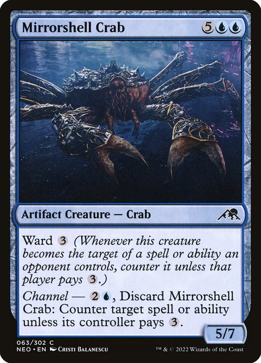 This Is An Image Of The Magic The Gathering Card Mirrorshell Crab From The Set Kamigawa: Neon Dynasty - Designed By Artist Cristi Balanescu