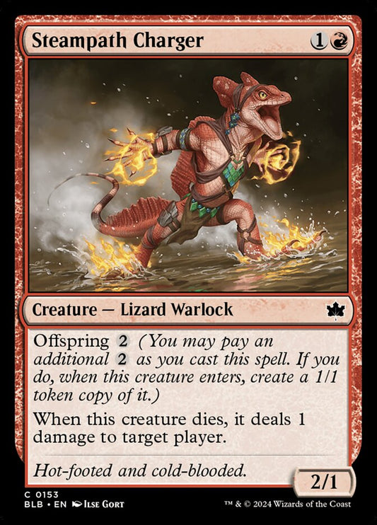 This Is An Image Of The Magic The Gathering Card Steampath Charger From The Set Bloomburrow - Designed By Artist Ilse Gort