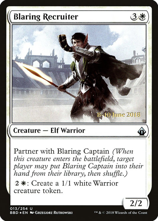This Is An Image Of The Magic The Gathering Card Blaring Recruiter From The Set Battlebond - Designed By Artist Grzegorz Rutkowski
