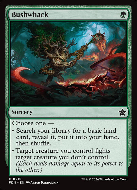 This Is An Image Of The Magic The Gathering Card Bushwhack From The Set Foundations - Designed By Artist Artur Nakhodkin