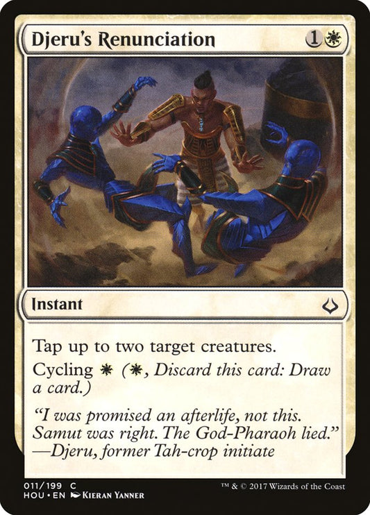 This Is An Image Of The Magic The Gathering Card Djeru's Renunciation From The Set Hour of Devastation - Designed By Artist Kieran Yanner