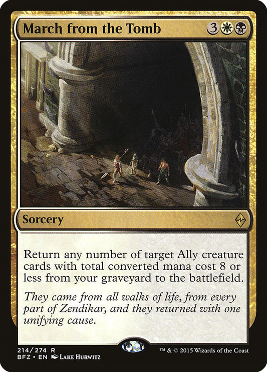 This Is An Image Of The Magic The Gathering Card March from the Tomb From The Set Battle for Zendikar - Designed By Artist Lake Hurwitz